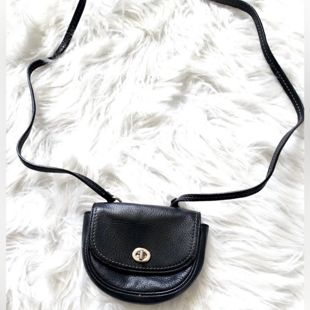 Coach Black Leather Crossbody Mini Saddle Bag